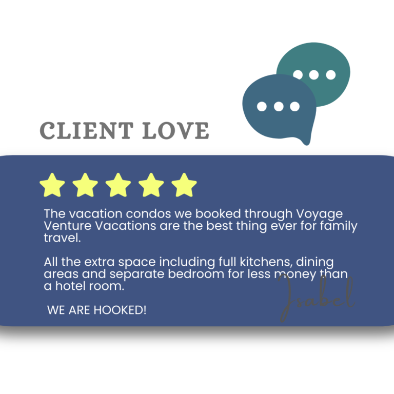 This is a testimonial image of a very happy customer of Voyage Venture Vacations.